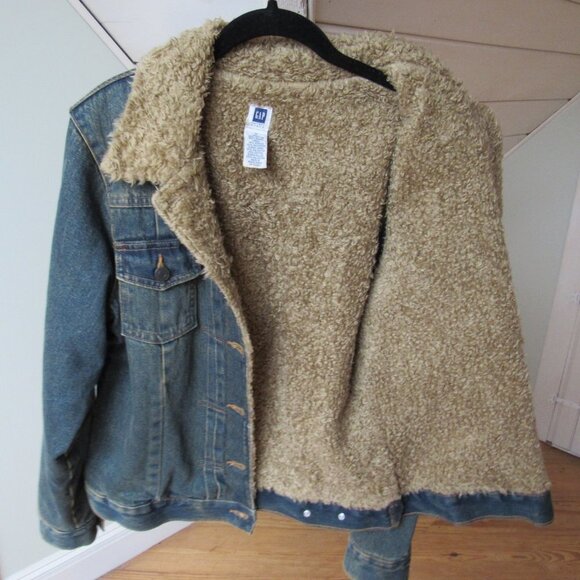 Gap Denim 100% Cotton Shell Sherpa Lined Jacket Size Medium - Picture 6 of 9